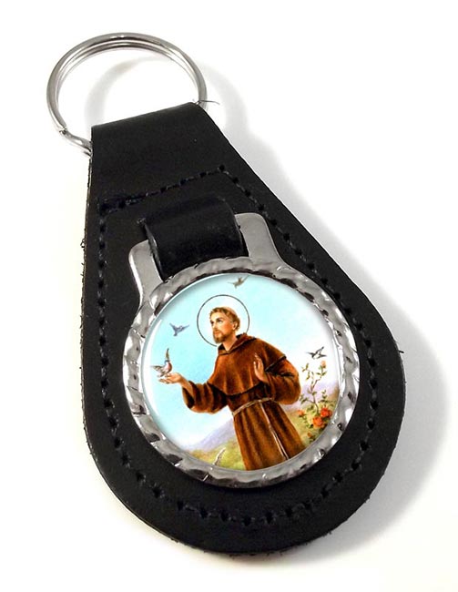 Francis of Assisi Leather Key Fob